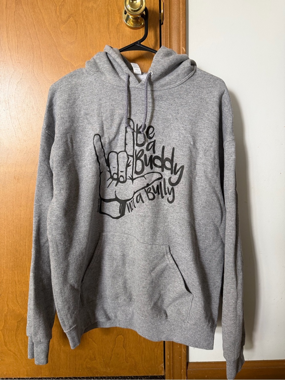 Gray 'Be a Buddy Not a Bully' Graphic Hoodie